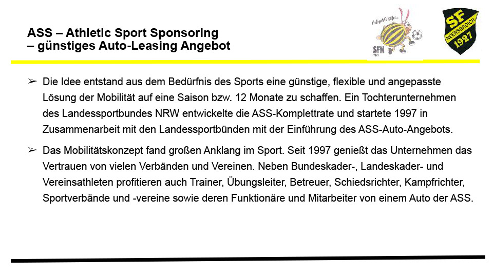 ASS – Athletic Sport Sponsoring – günstiges Auto-Leasing Angebot