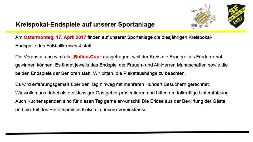 Kreispokal-Endspiele auf unserer Sportanlage