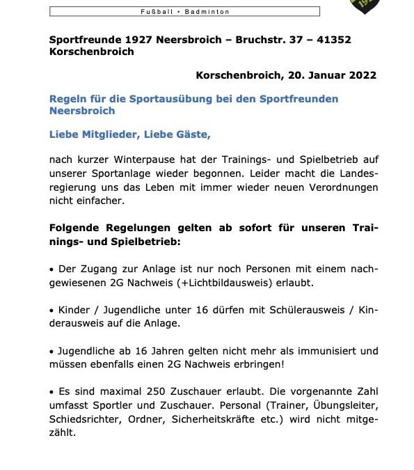 Corona-Konzept Januar 2022