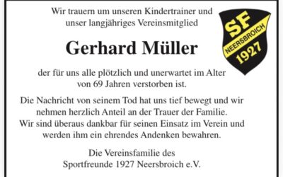 Die Sportfreunde Neersbroich trauern um Gerhard Müller